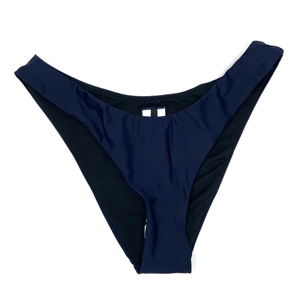 J. Crew Curved-waist Cheeky Bikini Bottom Navy Blue Women's Small BC125 $59
